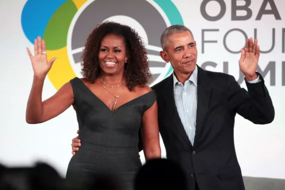 Michelle and Barack Obama in 2019. SCOTT OLSON/GETTY