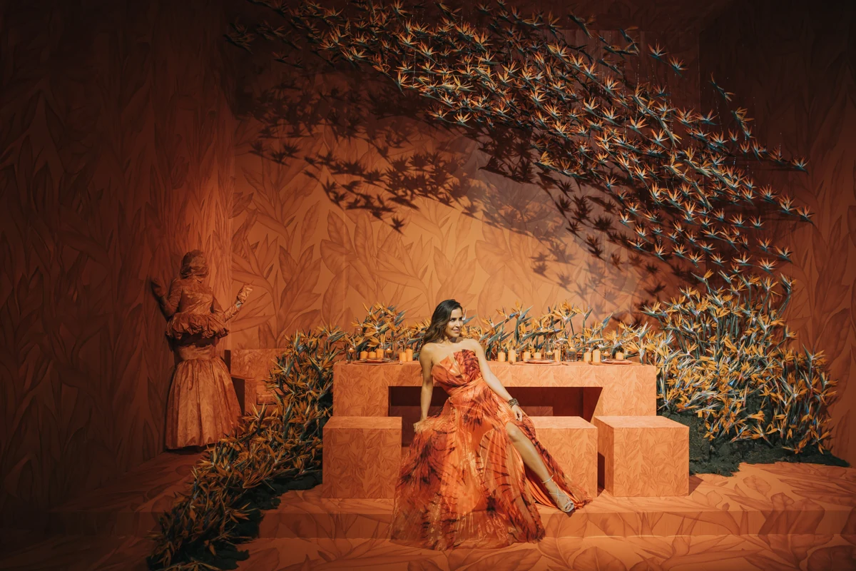 Diana Sandoval with her autumn-inspired table design