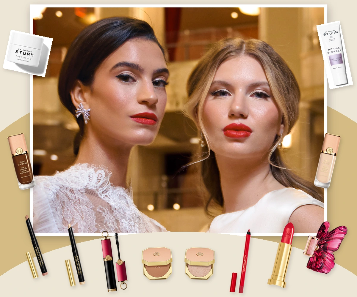 Look 2: No Ordinary Love, models with the skin preparation, complexion, eye, cheek, red lip and fragrance products