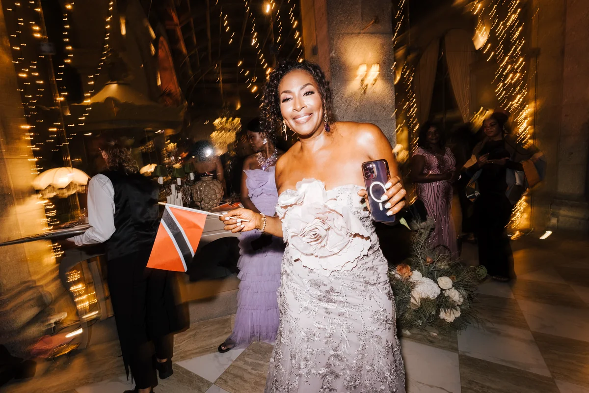 Jalin celebrating at the wedding reception