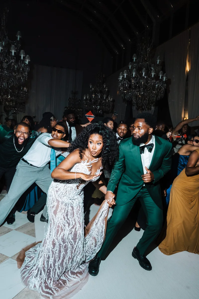 Jovan and Jalin dancing with their wedding guests
