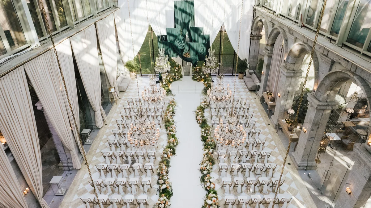 Aerial view of the wedding setting at Solar da Levada
