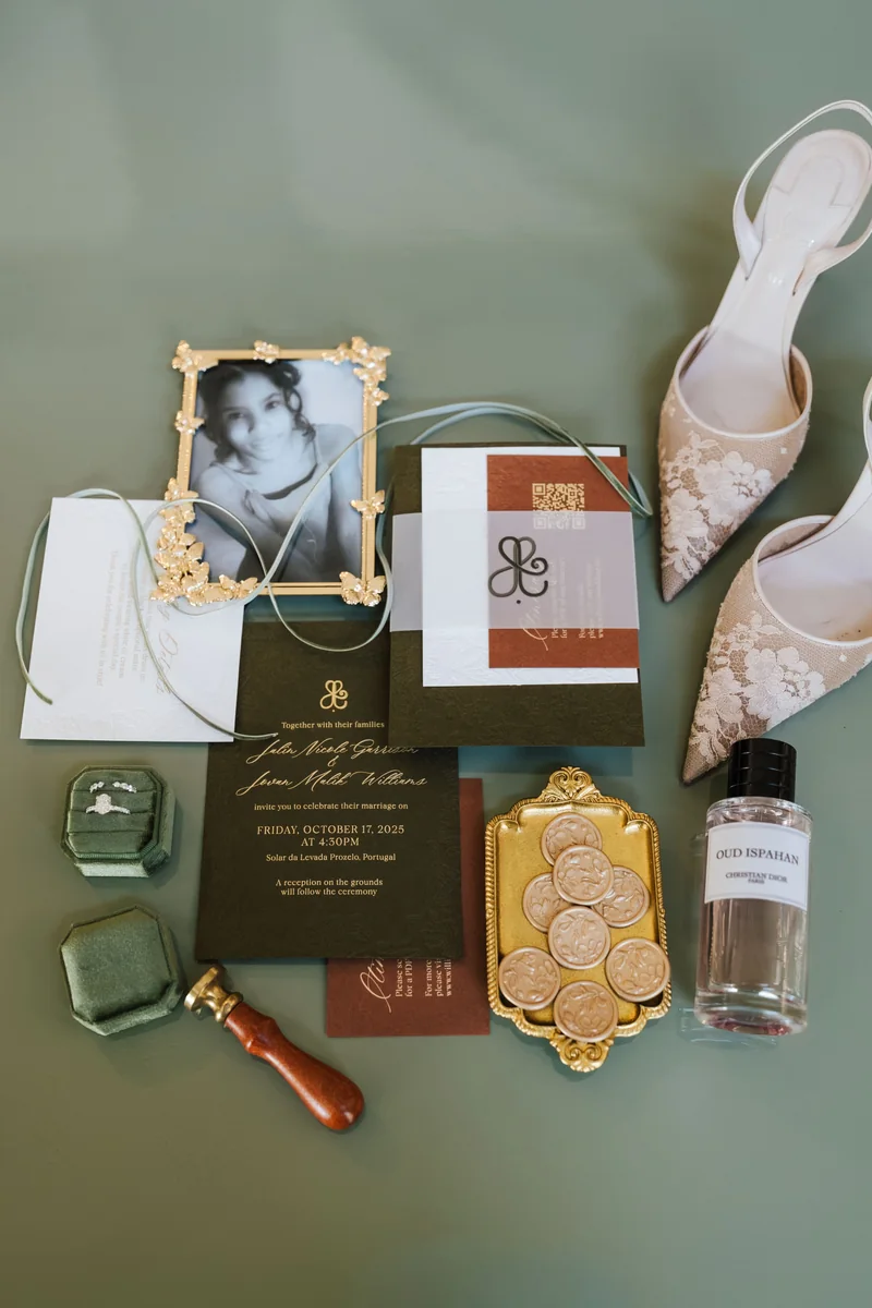 Jovan and Jalin’s wedding invitations and accessories