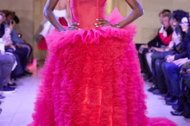 Malan Breton Autumn Winter 2026 pink feather gown
