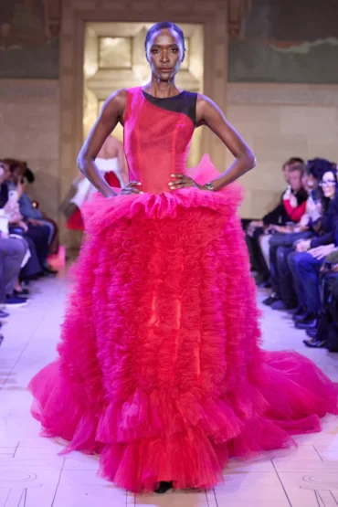 Malan Breton Autumn Winter 2026 pink feather gown