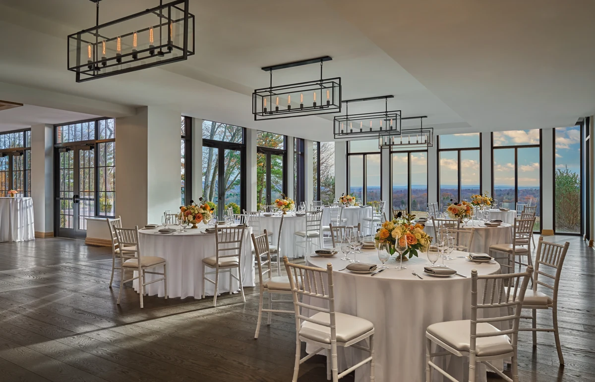 Wedding reception tables in Pendry Natirar’s Grand Ballroom