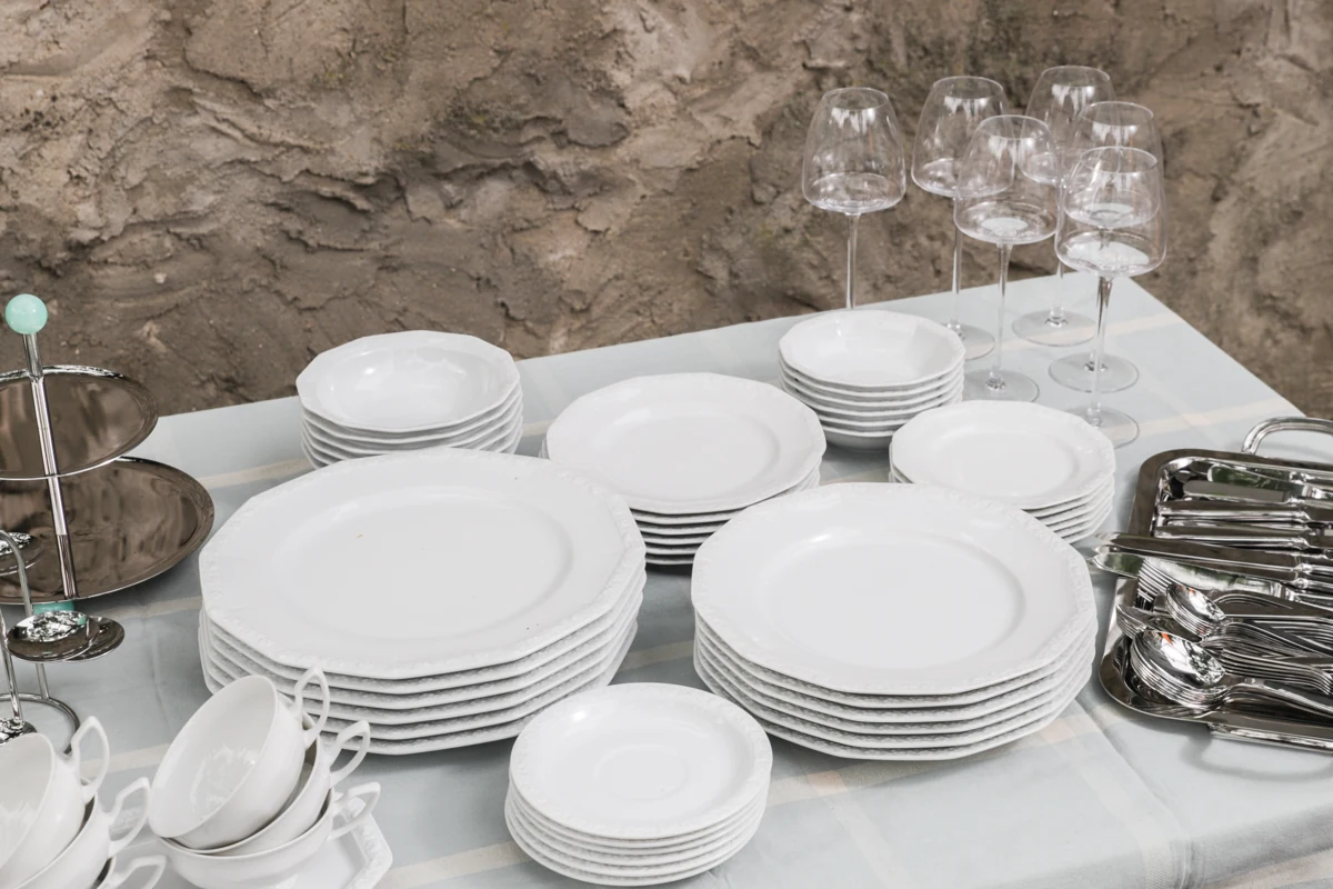 Rosenthal Maria White porcelain place settings and glassware
