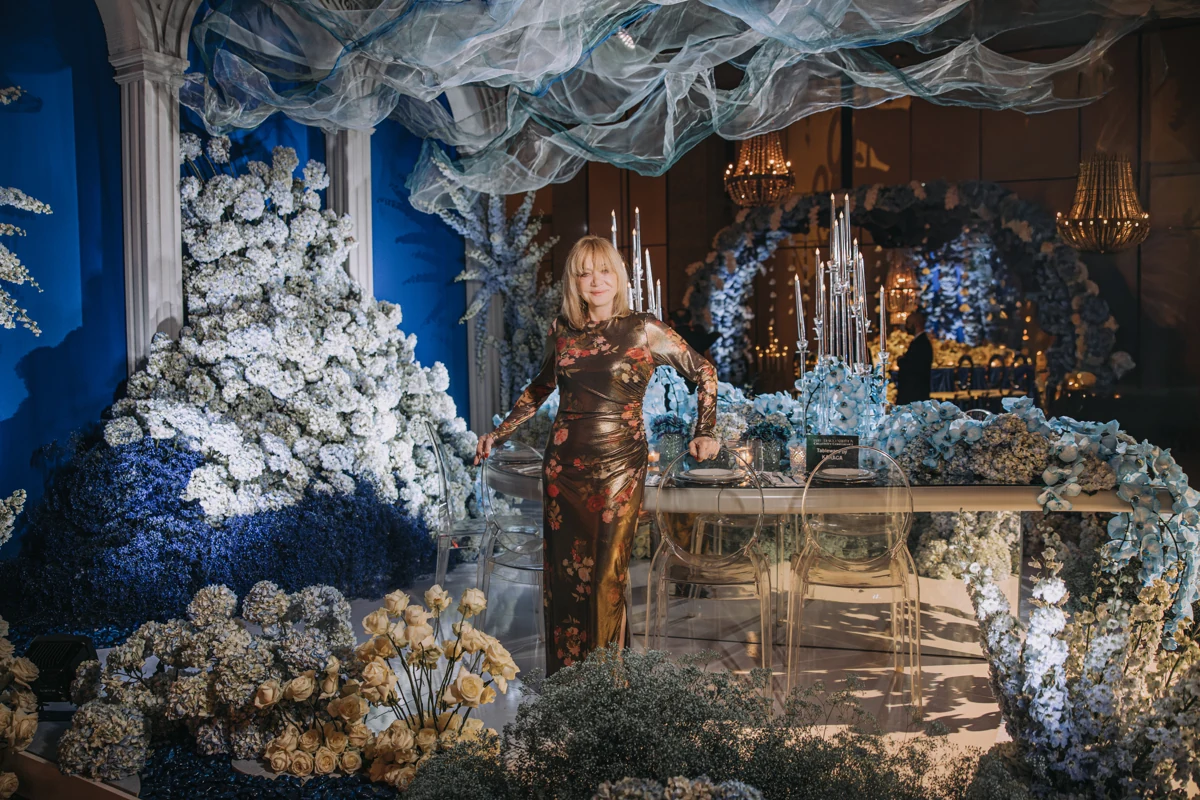 Sharon Sacks with her Ocean Muse table design